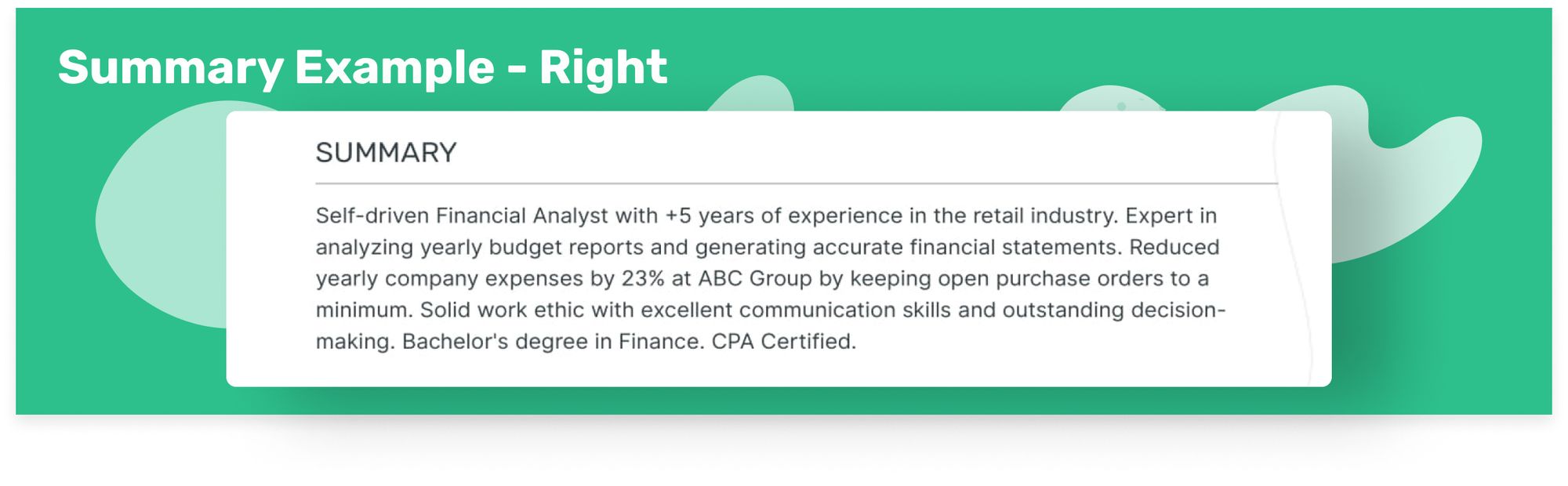 CV summary example - right