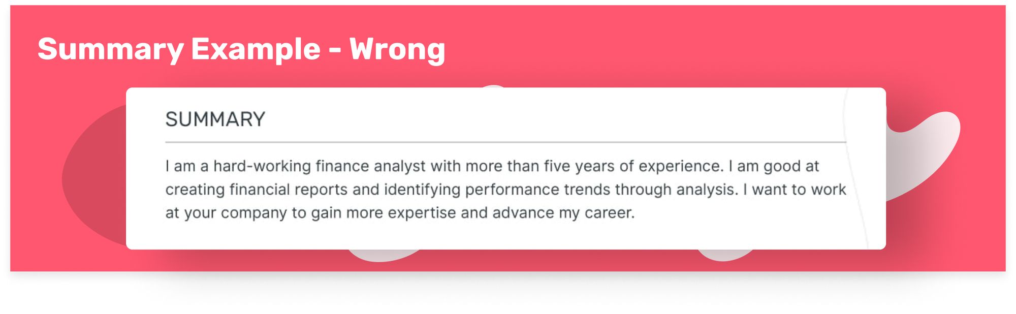 CV summary example - wrong