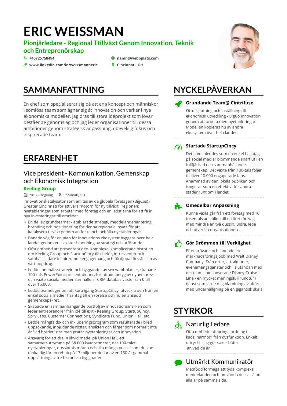 Marknadsföring CV-exempel